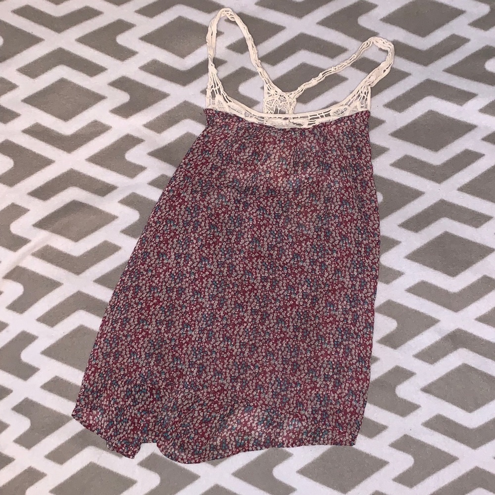 Sheer flowered tank top